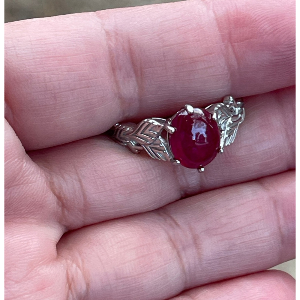 NWT Cabochon Natural Ruby Ring Size 8.5 in 925 Sterling Silver